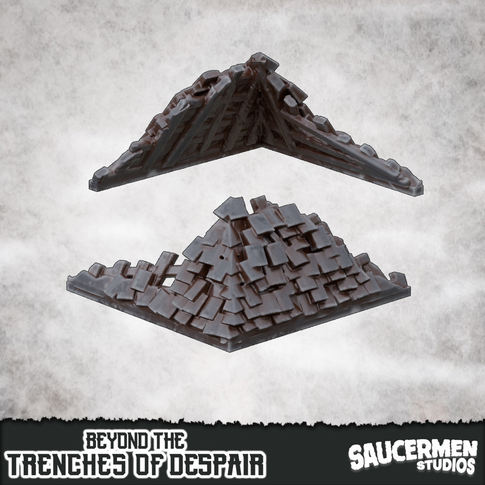 Beyond the Trenches of Despair: Bombed Rooftop - Sci-Fi Grimdark Miniatures by Saucermen Studios, Wargame Scale 3D Printed