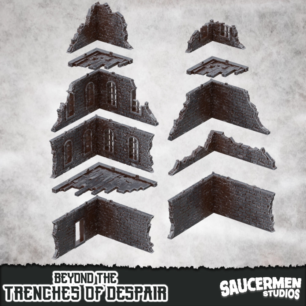 Beyond the Trenches of Despair: Ruined Buildings - Sci-Fi Grimdark Miniatures by Saucermen Studios, Wargame Scale 3D Printed - photo 2
