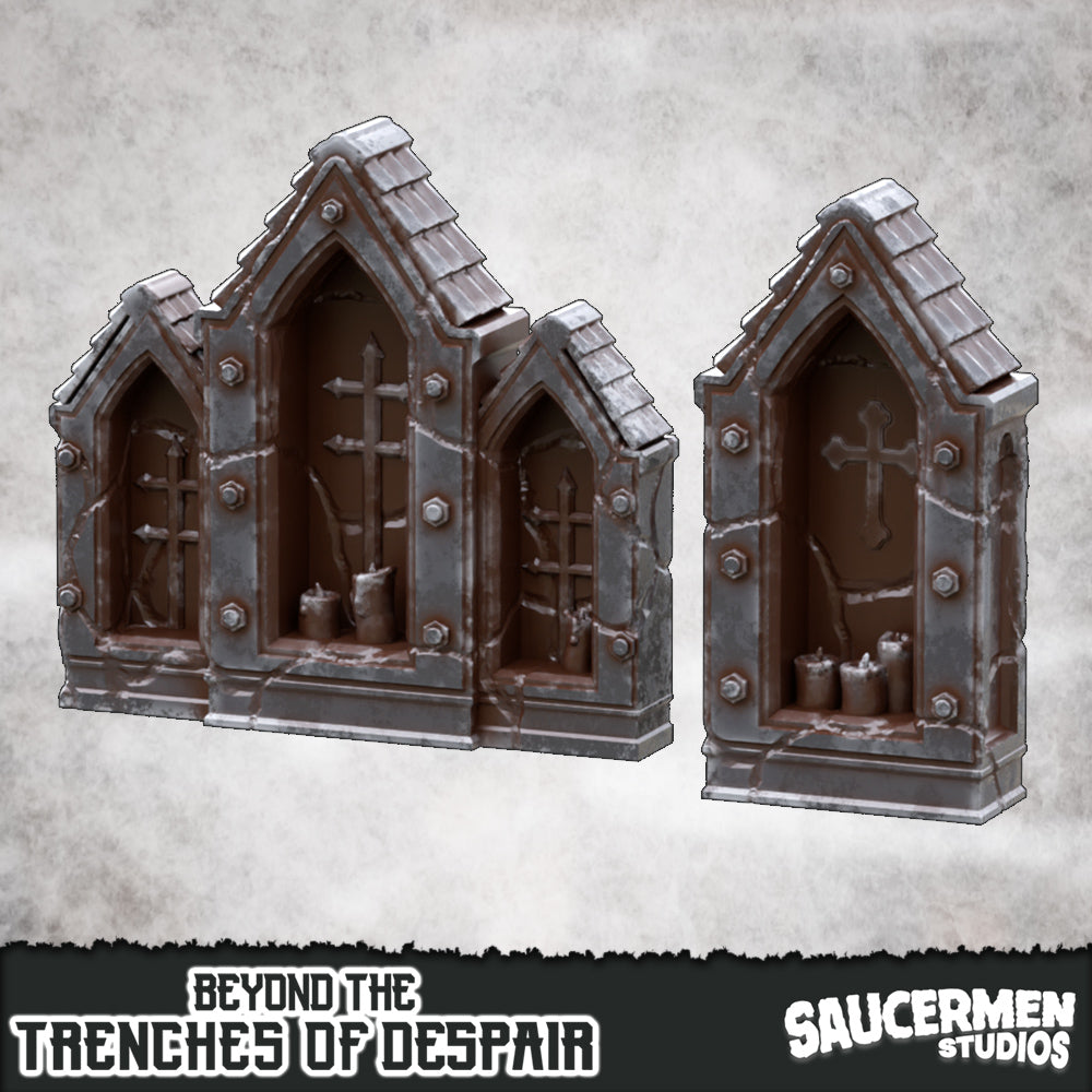 Beyond the Trenches of Despair: Battle Shrines - Sci-Fi Grimdark Miniatures by Saucermen Studios, Wargame Scale 3D Printed