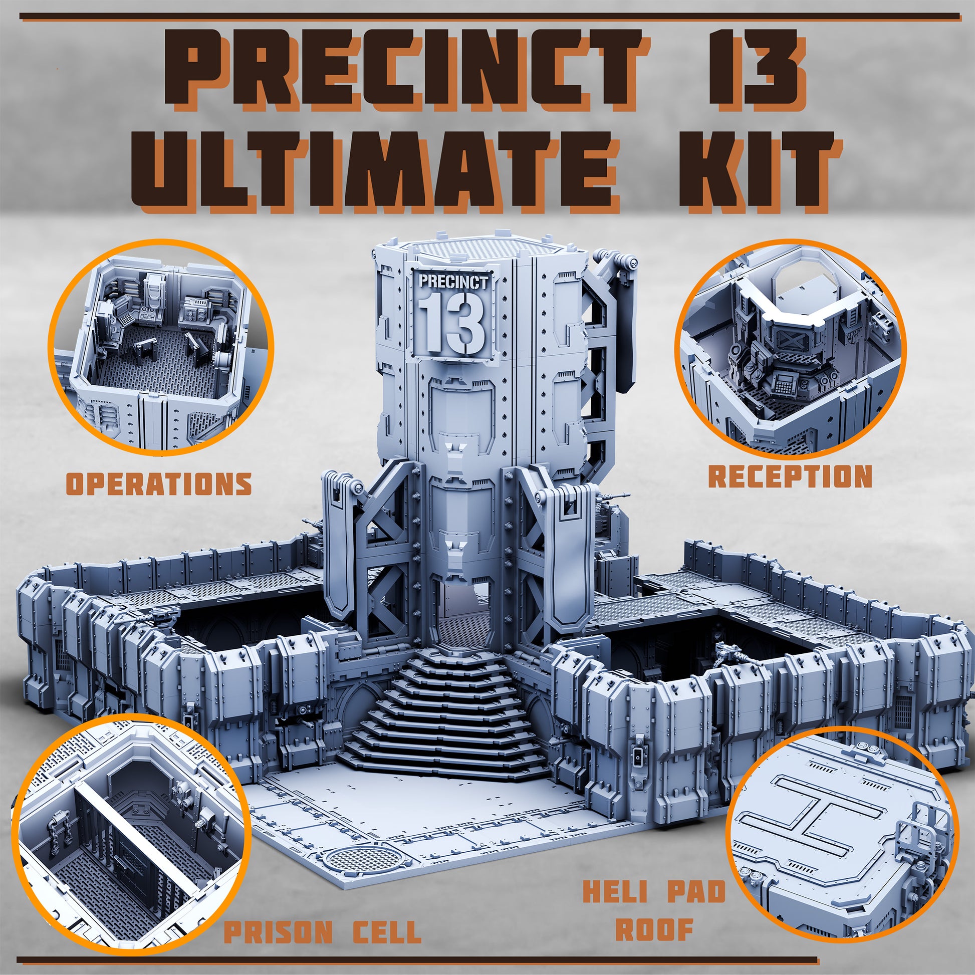 Precinct 13 Ultimate Kit - Risor District - Sci-Fi City Skirmish Wargaming Terrain by Print Minis
