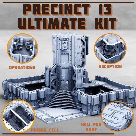 Precinct 13 Ultimate Kit - Risor District - Sci-Fi City Skirmish Wargaming Terrain by Print Minis