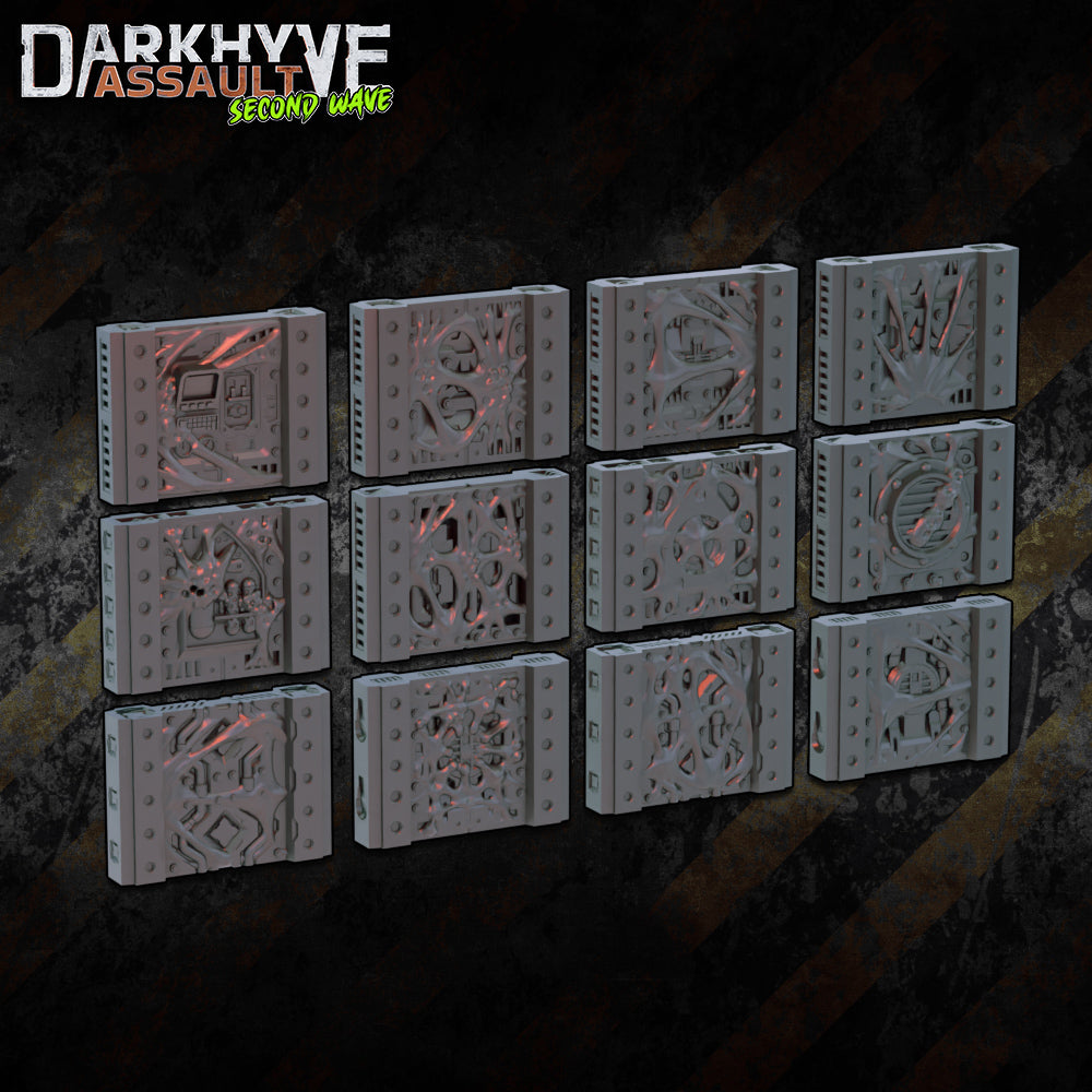 DarkHyve Assault: Second Wave - Infected Walls - Sci-Fi Grimdark Miniatures by Saucermen Studios, Wargame Scale 3D Printed