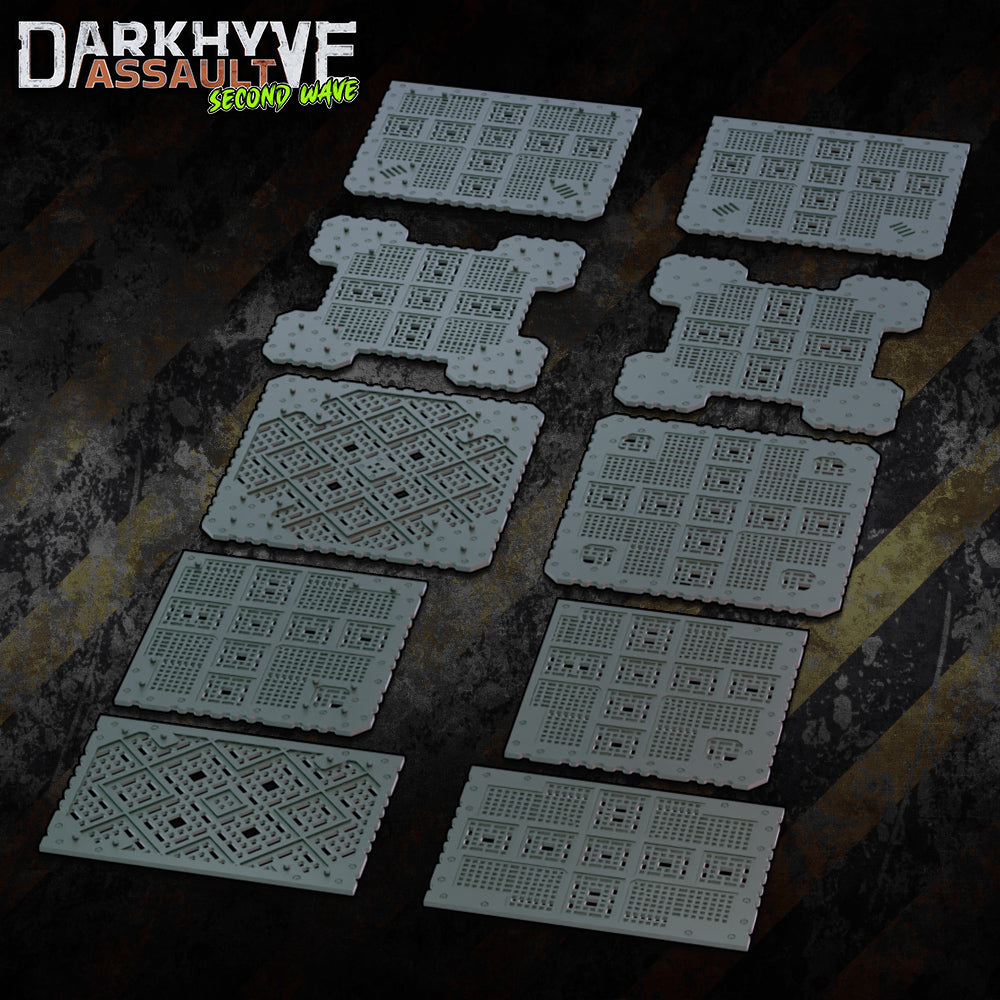 DarkHyve Assault: Second Wave - Grated Platforms - Sci-Fi Grimdark Miniatures by Saucermen Studios, Wargame Scale 3D Printed