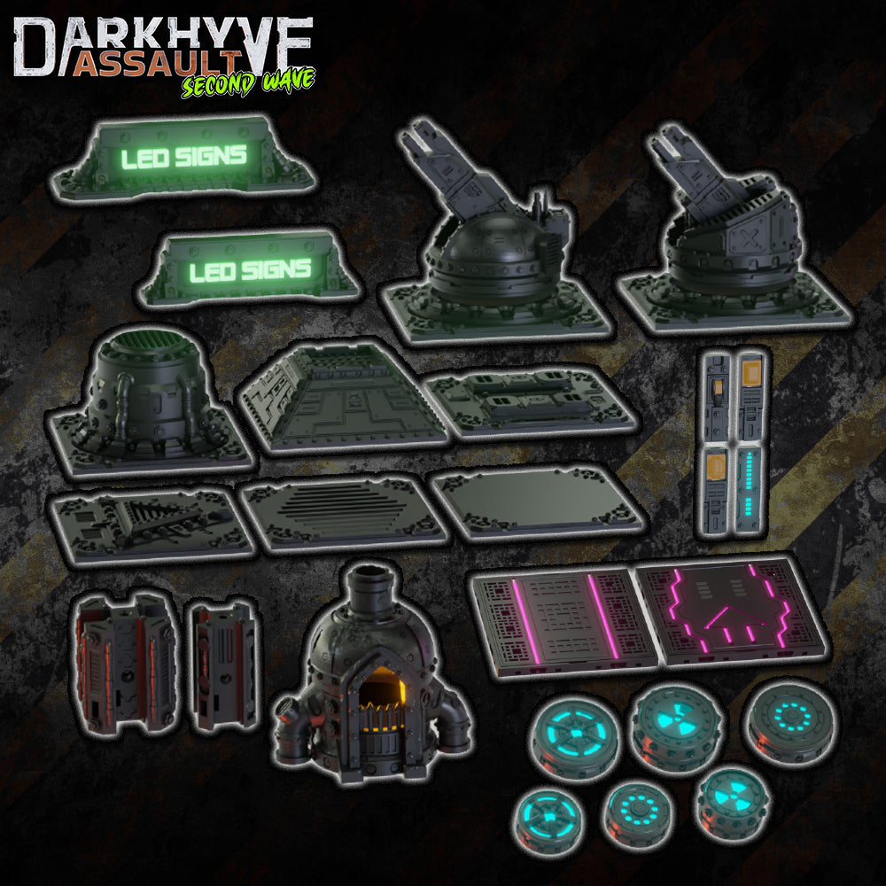 DarkHyve Assault: Second Wave - Integrated Tech Bundle - Sci-Fi Grimdark Miniatures by Saucermen Studios, Wargame Scale 3D Printed