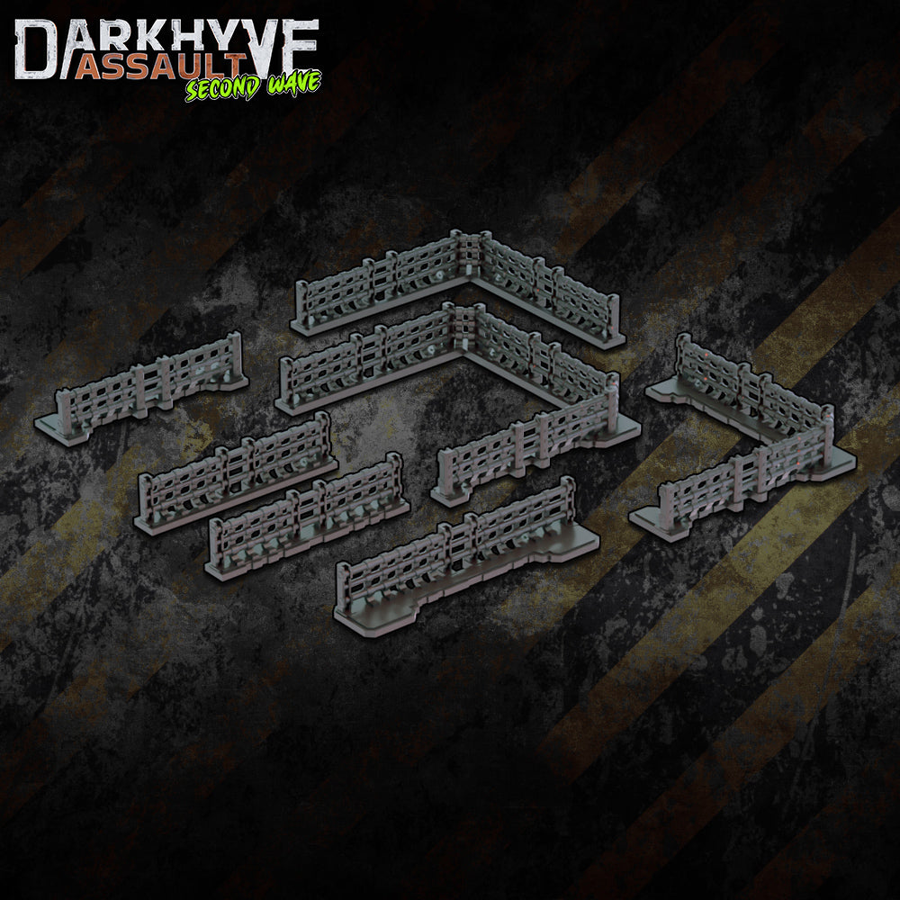 DarkHyve Assault: Second Wave - Crossbeam Railings - Sci-Fi Grimdark Miniatures by Saucermen Studios, Wargame Scale 3D Printed