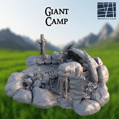 Giant Camp with Mammoth - Tabletop Terrain 28mm by MiniatureLand