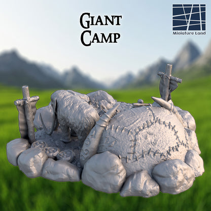 Giant Camp with Mammoth - Tabletop Terrain 28mm by MiniatureLand