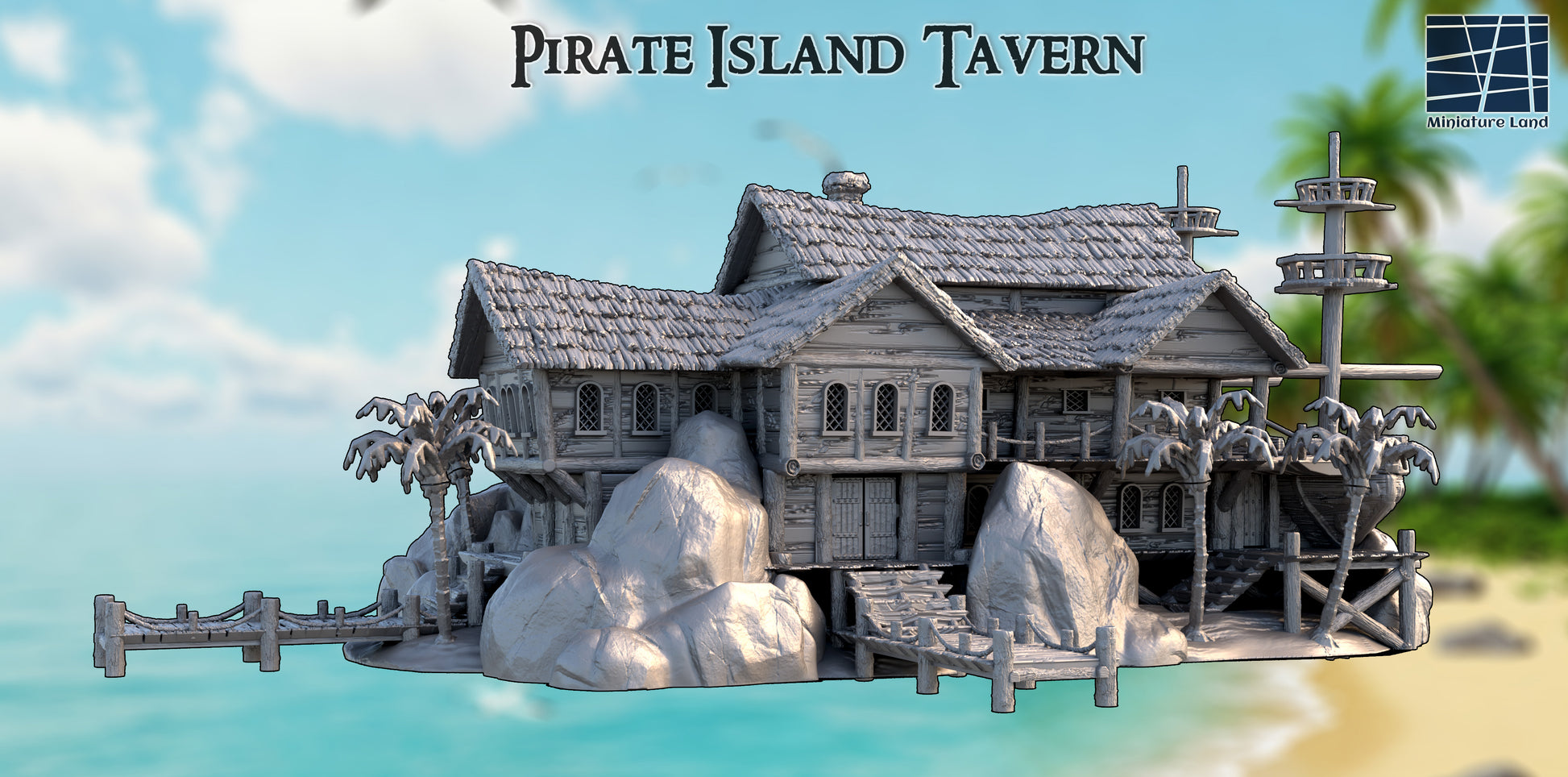 Island Tavern - Tabletop Terrain 28mm by MiniatureLand