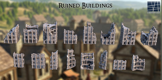 Ruined Buildings Pack (16 Buildings) - Tabletop Terrain 28mm by MiniatureLand