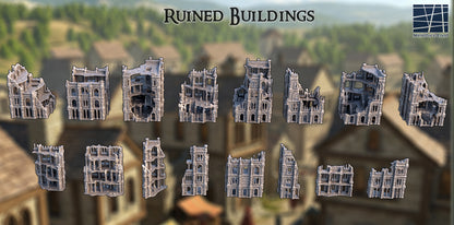 Ruined Buildings Pack (16 Buildings) - Tabletop Terrain 28mm by MiniatureLand