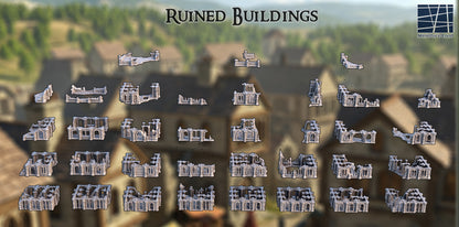 Ruined Buildings Pack (16 Buildings) - Tabletop Terrain 28mm by MiniatureLand