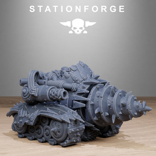 Orkaz Drill, Space-Faring Orkish Menace Sculpted by STATIONFORGE for Wargames set in the Grimdark Future