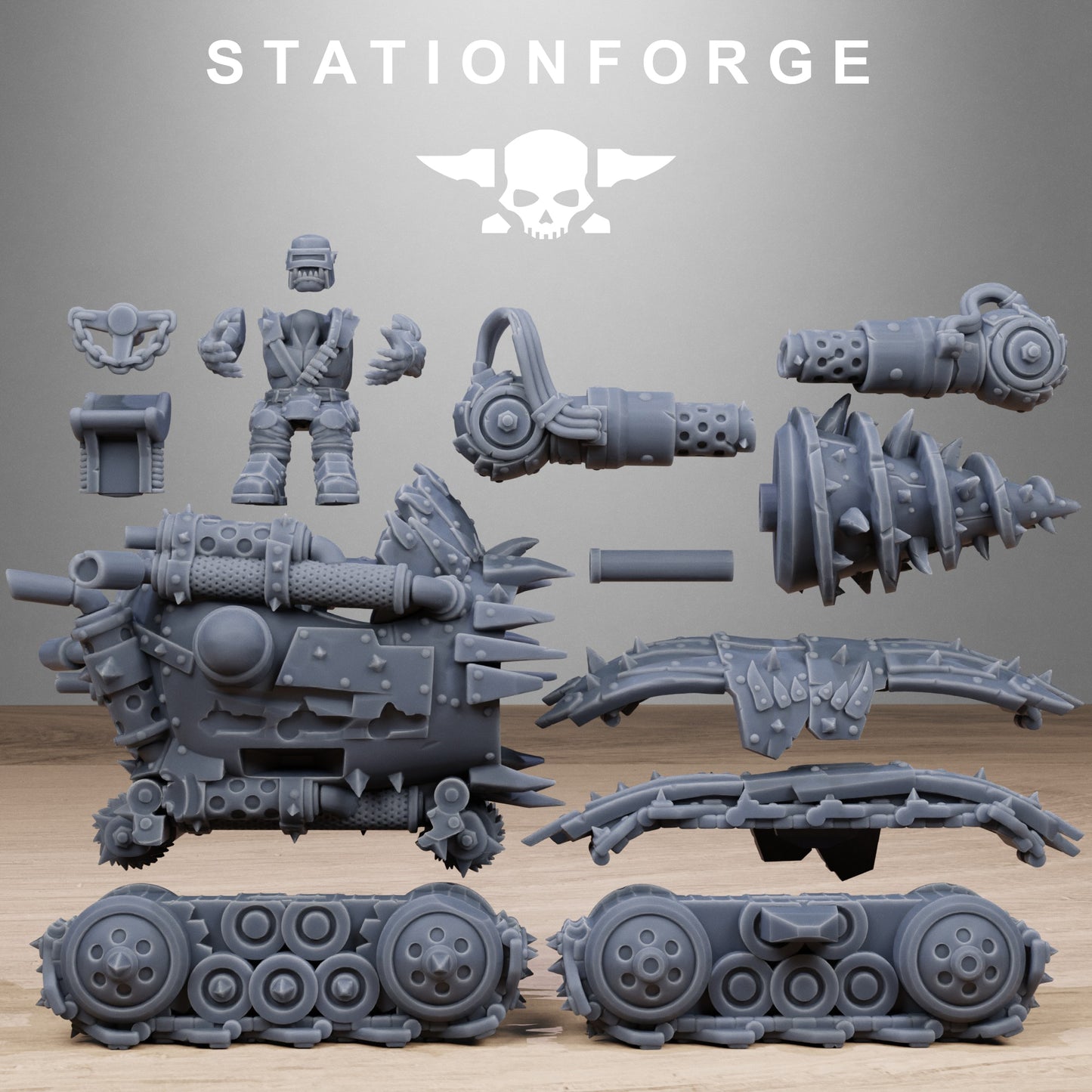 Orkaz Drill, Space-Faring Orkish Menace Sculpted by STATIONFORGE for Wargames set in the Grimdark Future