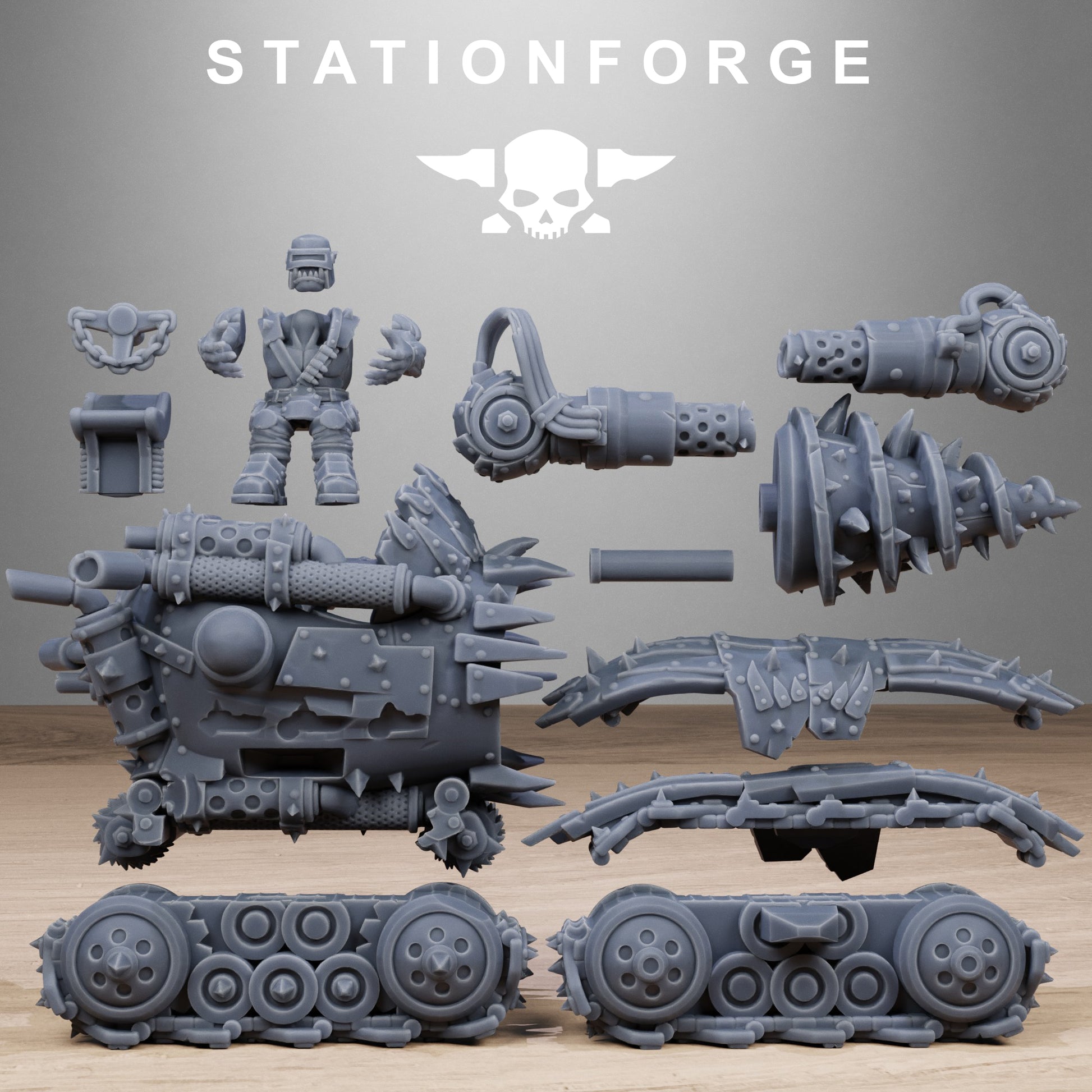 Orkaz Drill, Space-Faring Orkish Menace Sculpted by STATIONFORGE for Wargames set in the Grimdark Future