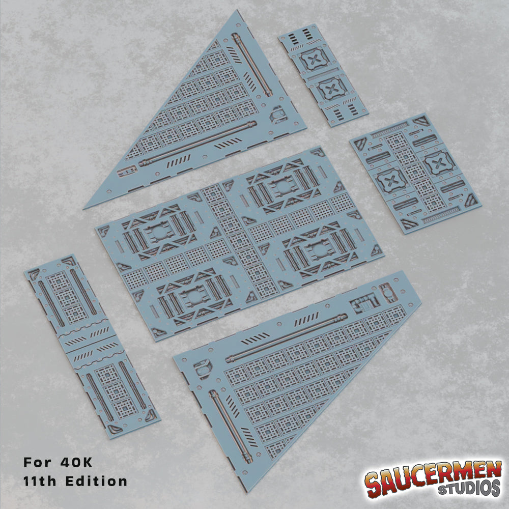 11th Edition Terrain Footprint Templates (Industrial Theme) - Sci-Fi Grimdark Miniatures by Saucermen Studios, Wargame Scale 3D Printed - photo 3