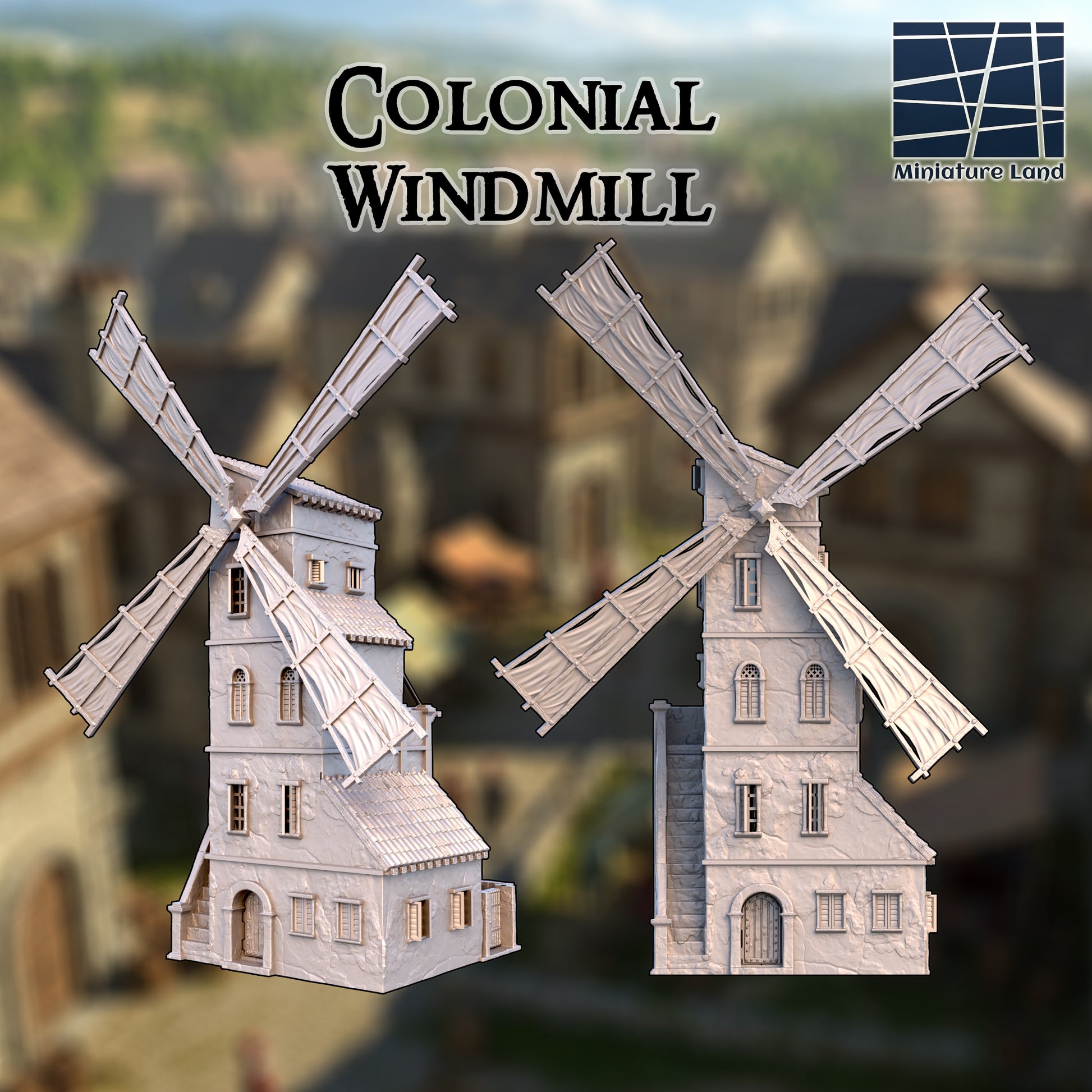Colonial Era Windmill - Tabletop Terrain 28mm by MiniatureLand