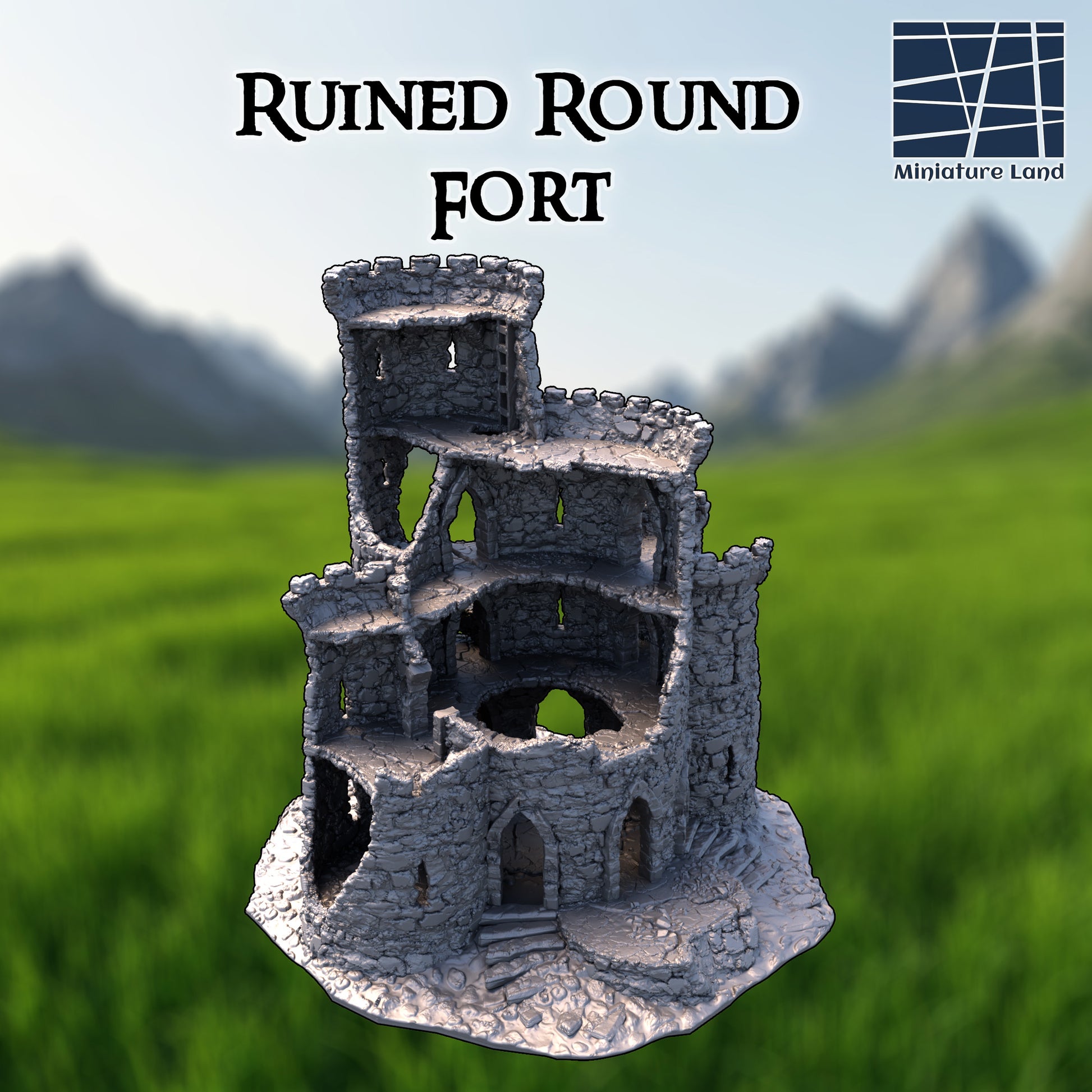 Ruined Round Fort - Tabletop Terrain 28mm by MiniatureLand