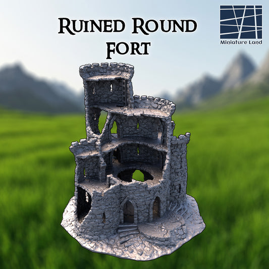Ruined Round Fort - Tabletop Terrain 28mm by MiniatureLand