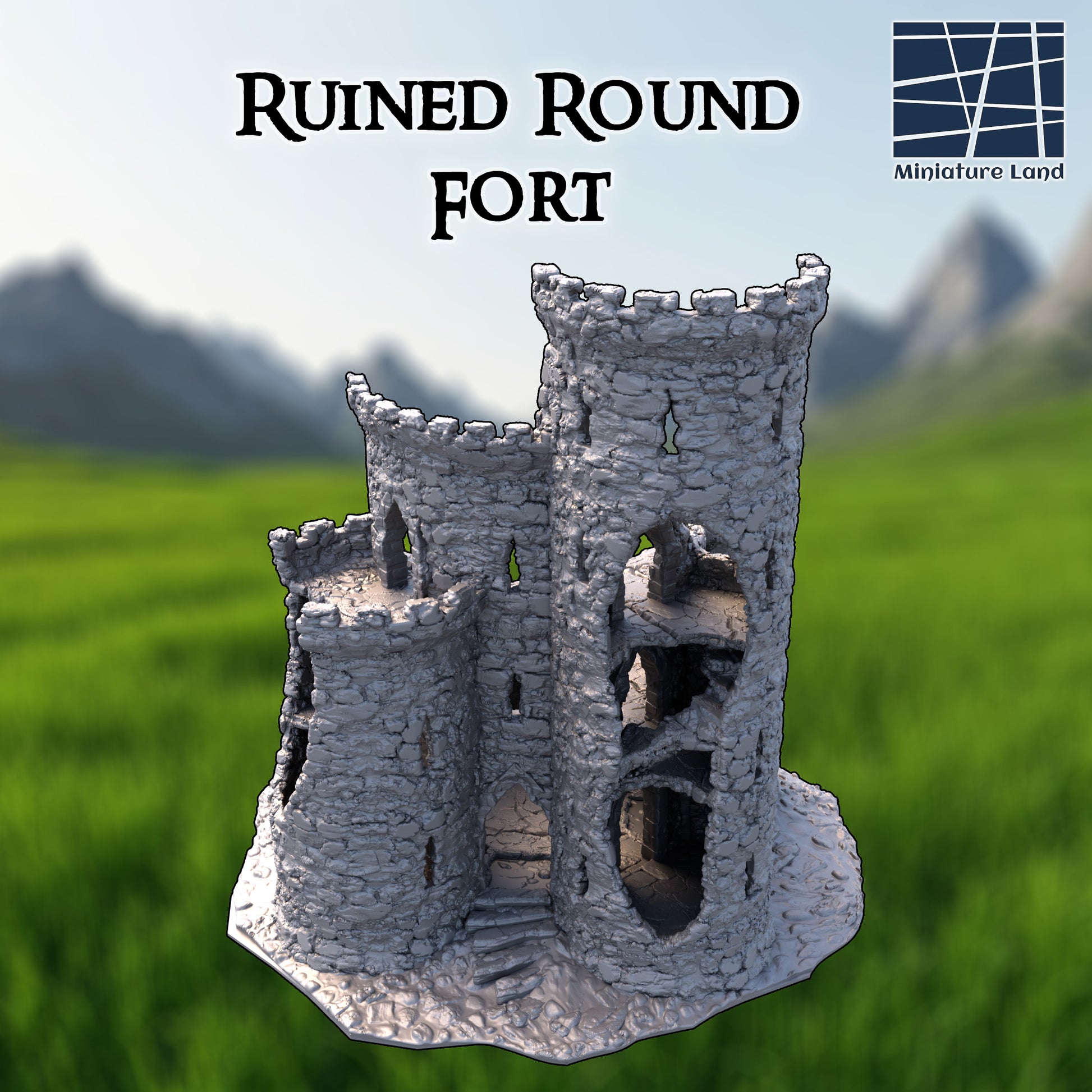 Ruined Round Fort - Tabletop Terrain 28mm by MiniatureLand