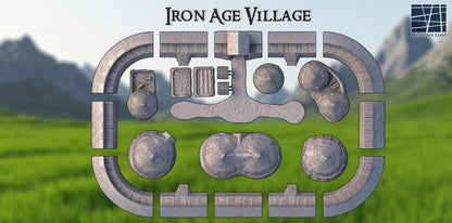 Iron Age Houses with Fortified Walls - Tabletop Terrain 28mm by MiniatureLand