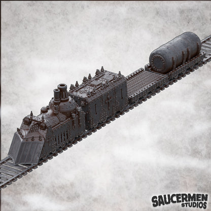 Armored Train – Trench Warfare - Sci-Fi Grimdark Miniatures by Saucermen Studios, Wargame Scale 3D Printed