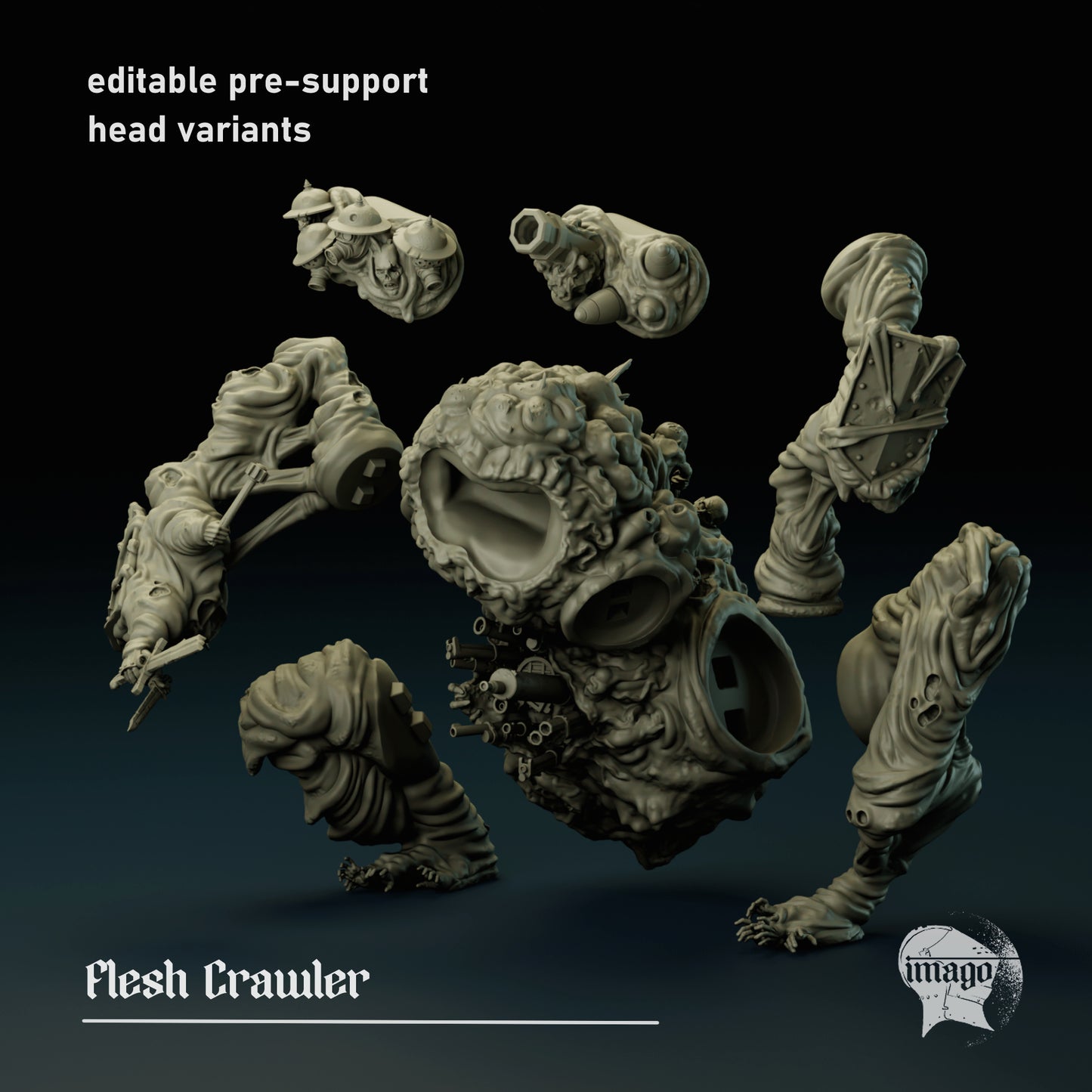 Flesh Crawler (pre-supported), Modular Sci-Fi Miniatures by STATIONFORGE, Grimdark Wargames Proxy - photo 3