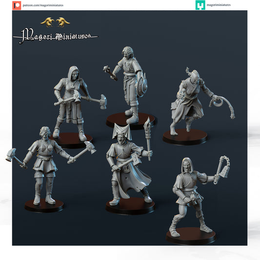 Modular Sister of the hammergod warband, Fantasy Skirmish Miniatures by Magori Miniatures, perfect for Fantasy Wargames and RPGs