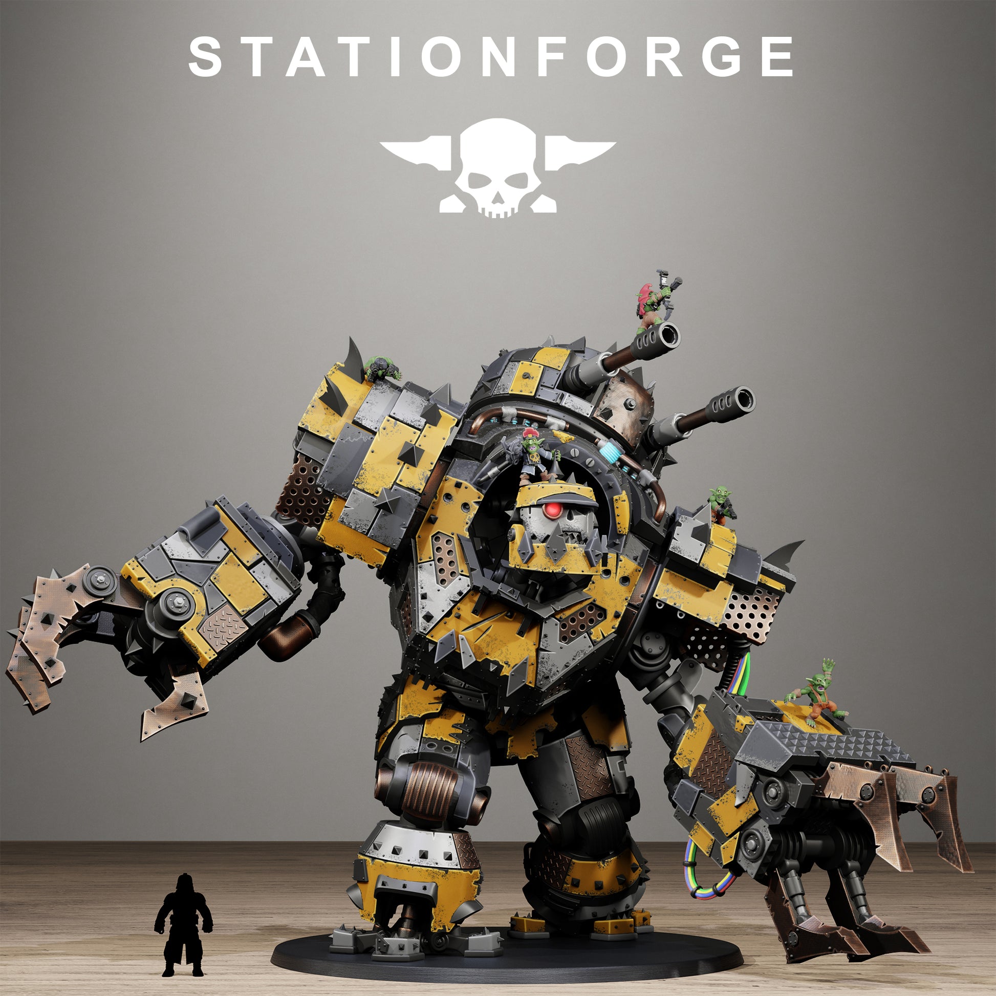 Orkaz Iron Giant, Space-Faring Orkish Menace Sculpted by STATIONFORGE for Wargames set in the Grimdark Future