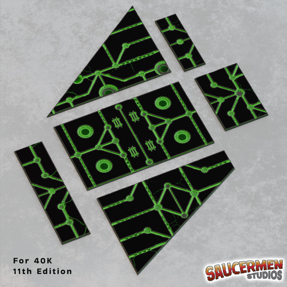11th Edition Terrain Footprint Templates (Ancient Aliens Theme) - Sci-Fi Grimdark Miniatures by Saucermen Studios, Wargame Scale 3D Printed