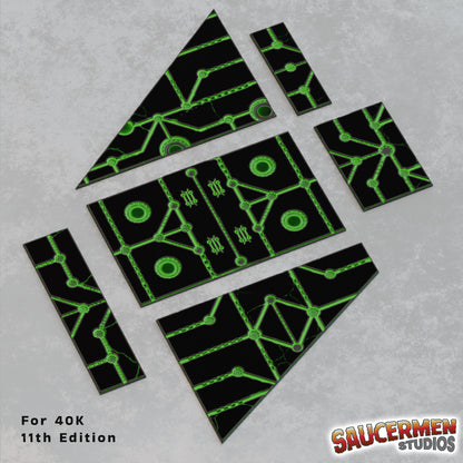 11th Edition Terrain Footprint Templates (Ancient Aliens Theme) - Sci-Fi Grimdark Miniatures by Saucermen Studios, Wargame Scale 3D Printed