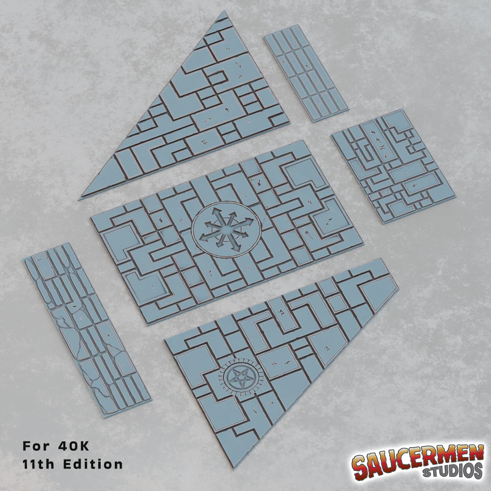 11th Edition Terrain Footprint Templates (Evil Cult Theme) - Sci-Fi Grimdark Miniatures by Saucermen Studios, Wargame Scale 3D Printed