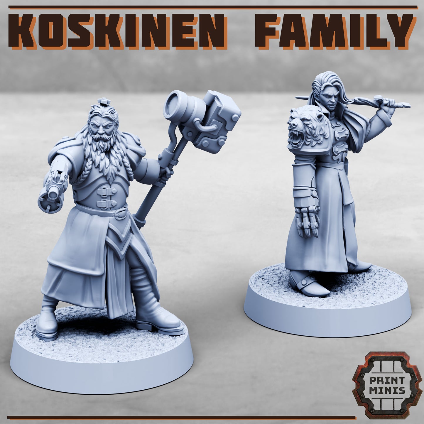 Koskinen Family - Noora and Eerik - Sci-Fi Grimdark Mercenaries by Print Minis