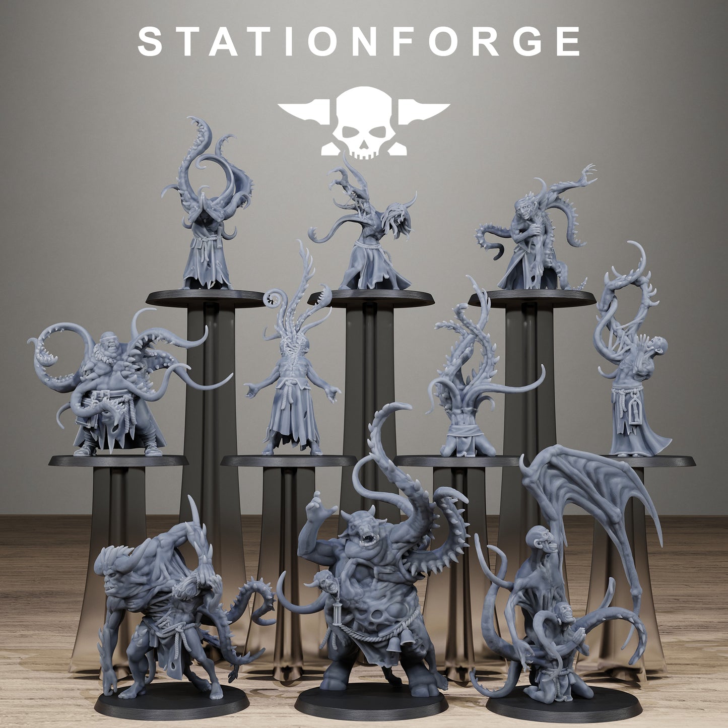 Corrupted Guard Possessed Demon, Modular Sci-Fi Imperial Infantry by STATIONFORGE, Grimdark Wargames Proxy