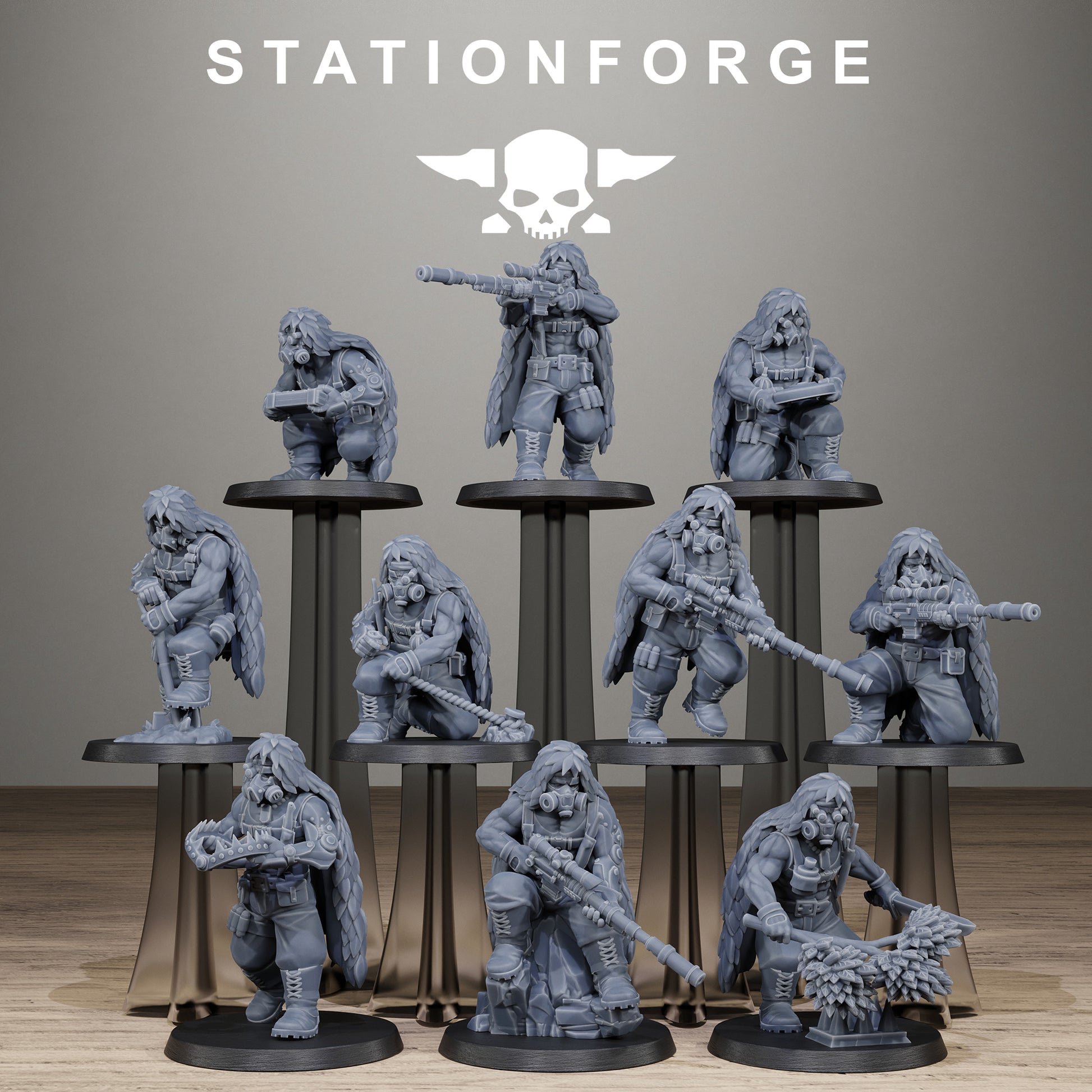 GrimGuard Jungle Fighter Snipers, Modular Sci-Fi Imperial Infantry by STATIONFORGE, Grimdark Wargames Proxy