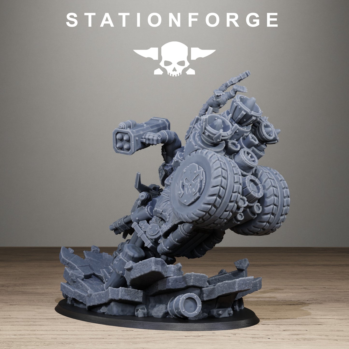 Orkaz Biker Boss, Space-Faring Orkish Menace Sculpted by STATIONFORGE for Wargames set in the Grimdark Future - photo 4