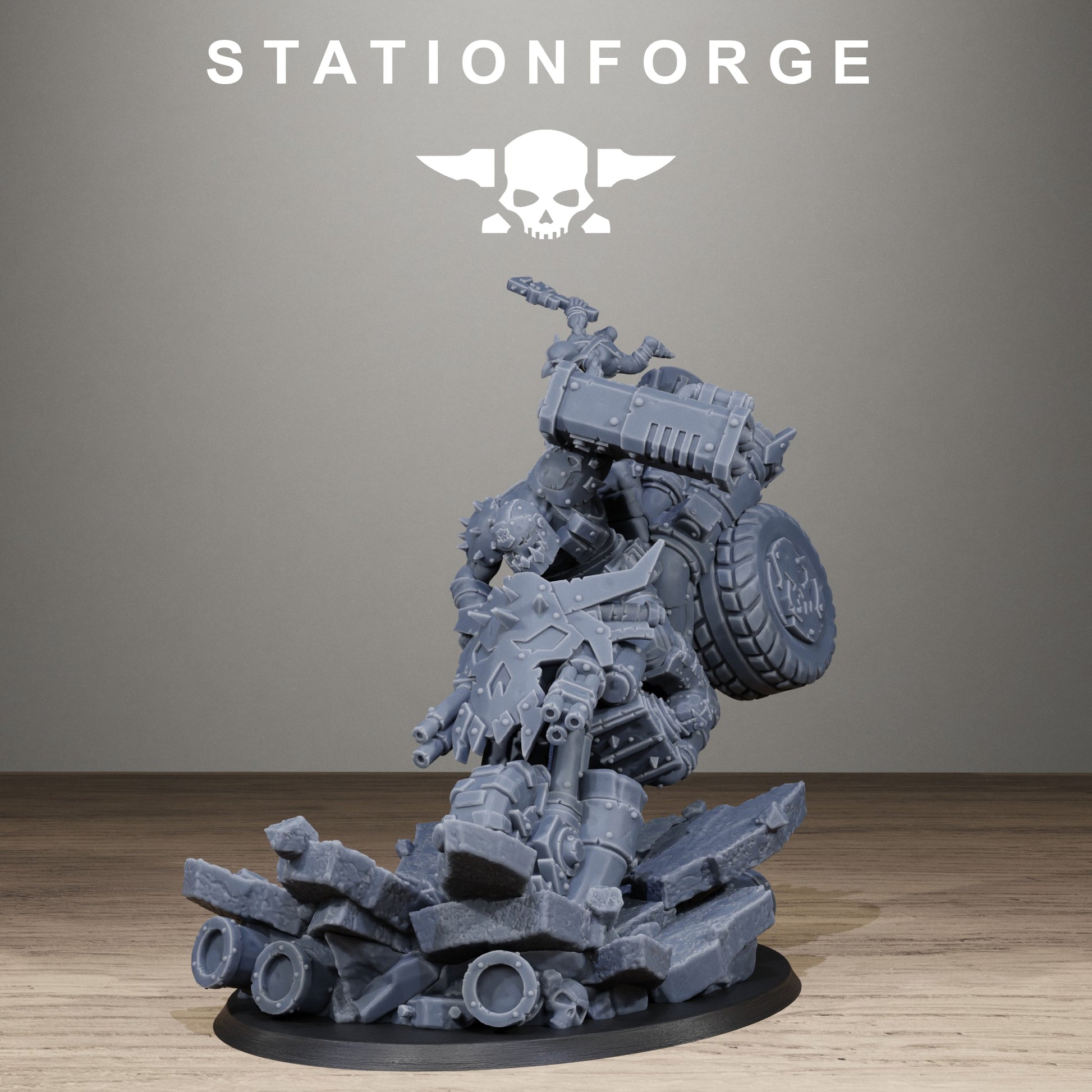 Orkaz Biker Boss, Space-Faring Orkish Menace Sculpted by STATIONFORGE for Wargames set in the Grimdark Future - photo 5