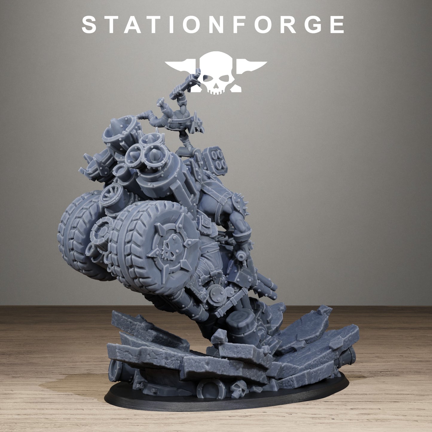 Orkaz Biker Boss, Space-Faring Orkish Menace Sculpted by STATIONFORGE for Wargames set in the Grimdark Future - photo 6