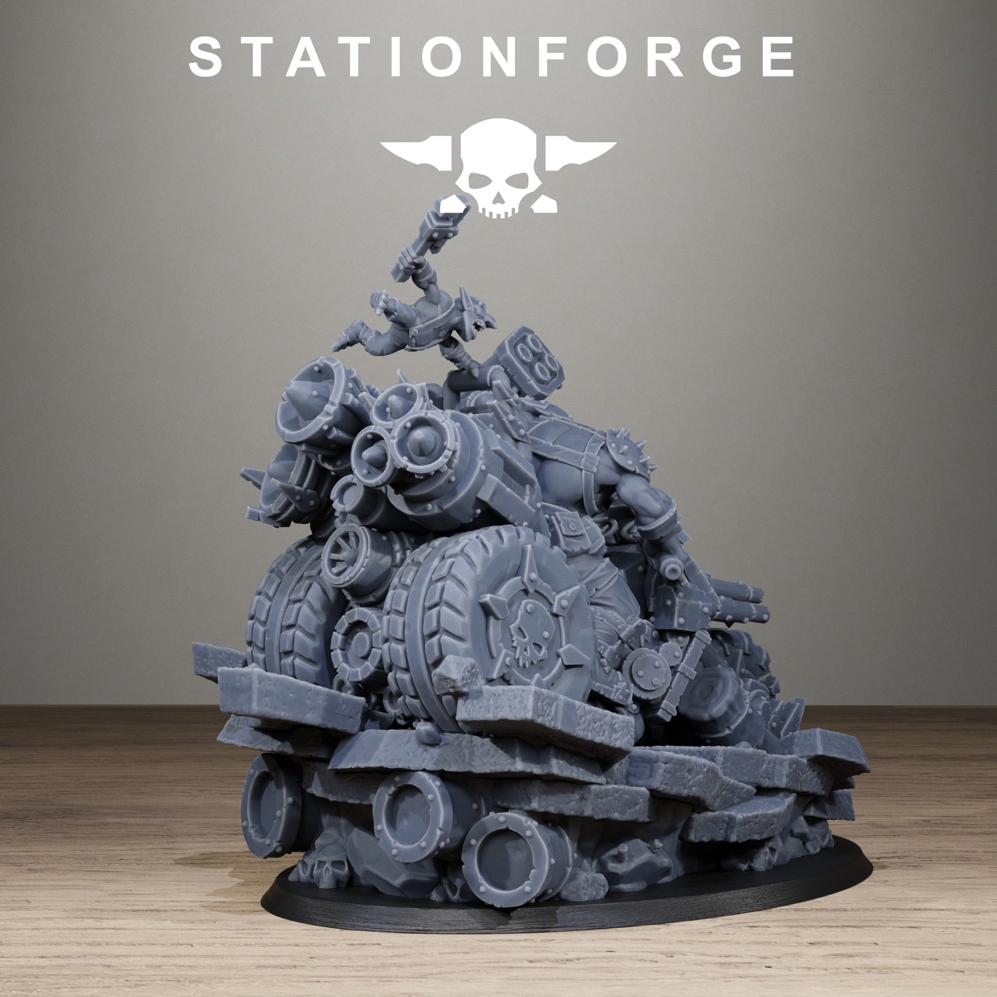 Orkaz Biker Boss, Space-Faring Orkish Menace Sculpted by STATIONFORGE for Wargames set in the Grimdark Future - photo 7