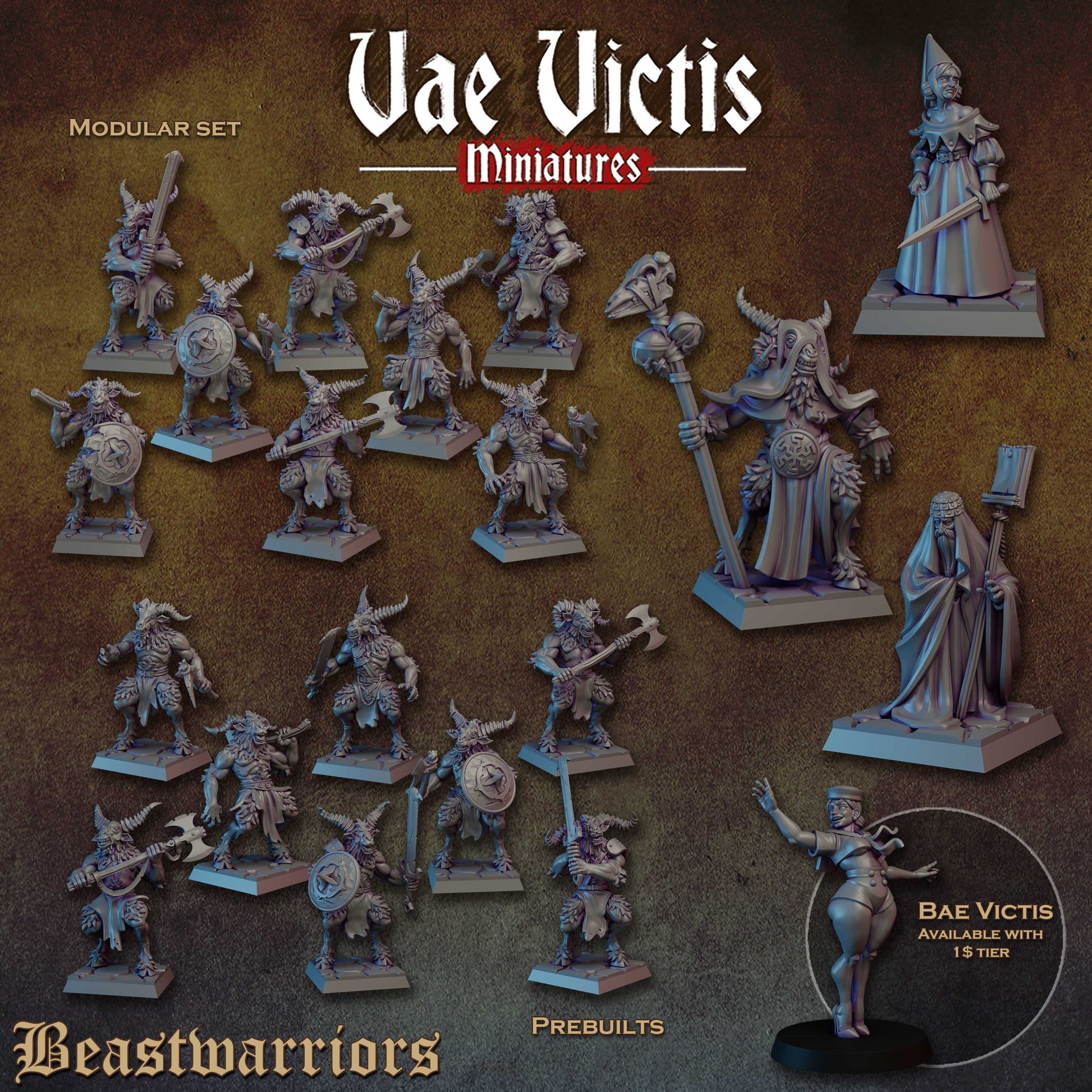 Beastwarriors Vol.1, Modular Sci-Fi Miniatures by STATIONFORGE, Grimdark Wargames Proxy