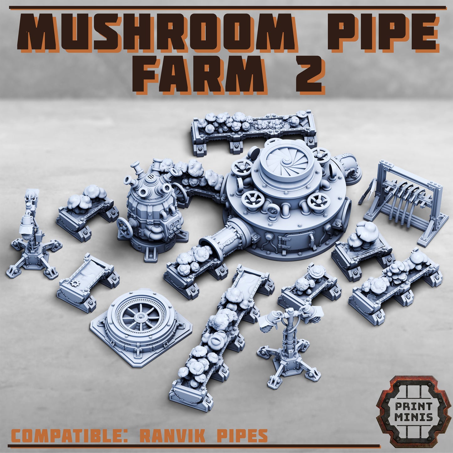 Mushroom Pipe Farm 2 - Sci-Fi Grimdark Mercenaries by Print Minis