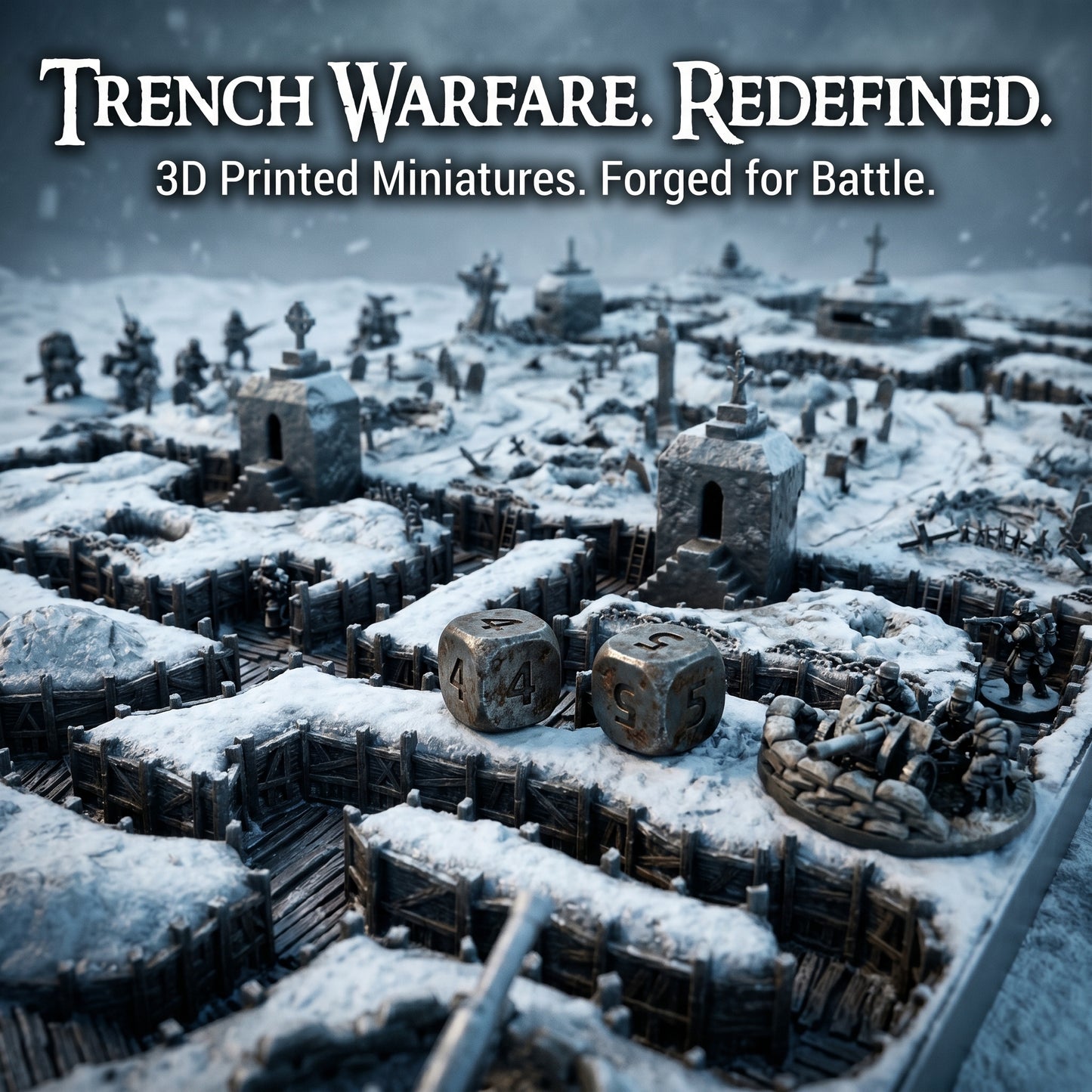 Trench Battle Zone - Tabletop Terrain - Tabletop 3D Printed Terrain by MiniatureLand, Perfect for Wargaming and RPGs
