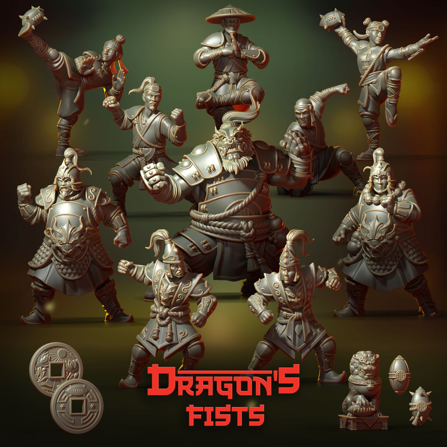Dragon's Fists by Punga Miniatures - Wargame Scale 3D Printed Miniature
