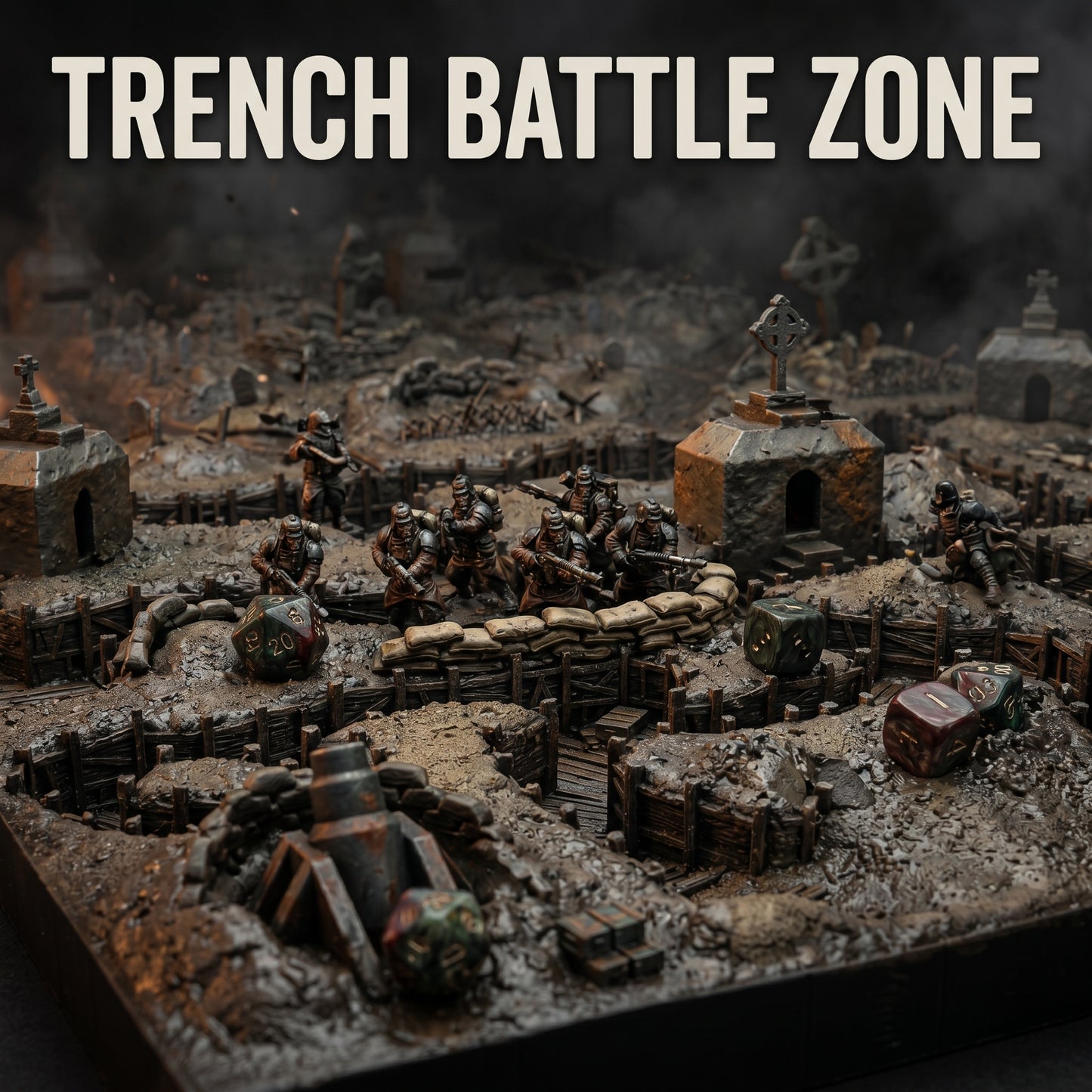 Trench Battle Zone - Tabletop Terrain - Tabletop 3D Printed Terrain by MiniatureLand, Perfect for Wargaming and RPGs
