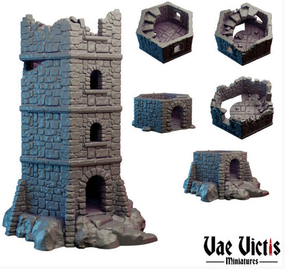 Modular Fantasy Tower Stone Medieval Building 28mm Tabletop Terrain 32mm Terrain suitable for Fantasy Wargames and Tabletop RPGs