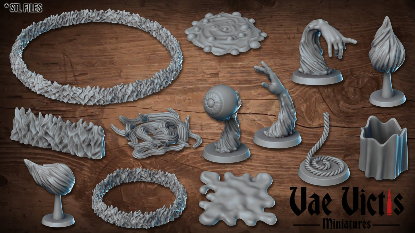 Fantasy Magic and Spell Set 28mm Tabletop Terrain, Tabletop Spells, 32mm Terrain suitable for Fantasy Wargames and Tabletop RPGs