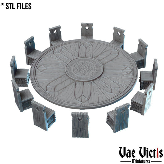 Royal Hall Round Table Scenery set, Detailed Tabletop Scenery  for RPGs & Wargaming, for Fantasy Wargames and Tabletop RPGs