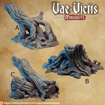 Woodland Terrain Fallen Trees Scatter Fantasy set, Tabletop Scenery  for RPGs & Wargaming, for Fantasy Wargames and Tabletop RPGs