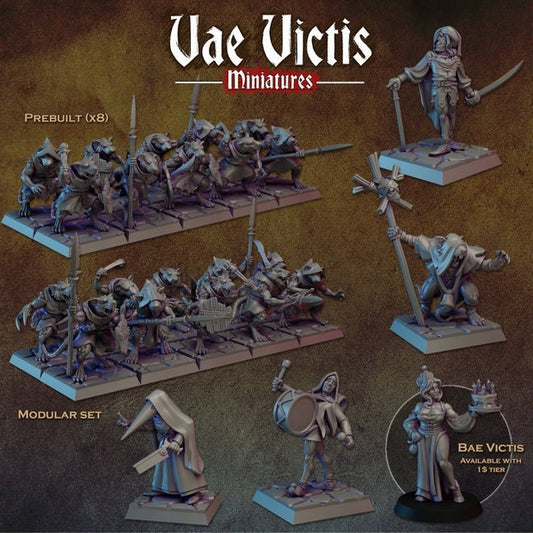 Ratkin Warband, Field Surgeon. Drummer, Noble Fighter,  Fantasy Miniatures by Vae Victis, perfect for Fantasy Wargames and Tabletop RPGs