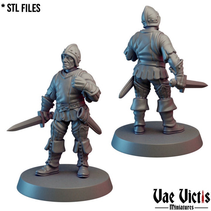 Village Watchmen Warband , Assembled Village Guard  Fantasy Miniatures by Vae Victis, perfect for Fantasy Wargames and Tabletop RPGs