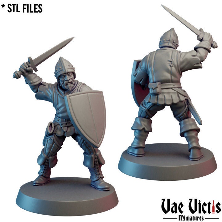 Village Watchmen Warband , Assembled Village Guard  Fantasy Miniatures by Vae Victis, perfect for Fantasy Wargames and Tabletop RPGs